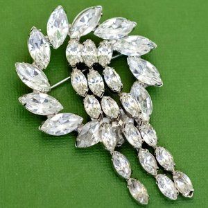 Vintage Vortex Rhinestones Silver Tone Brooch, K33